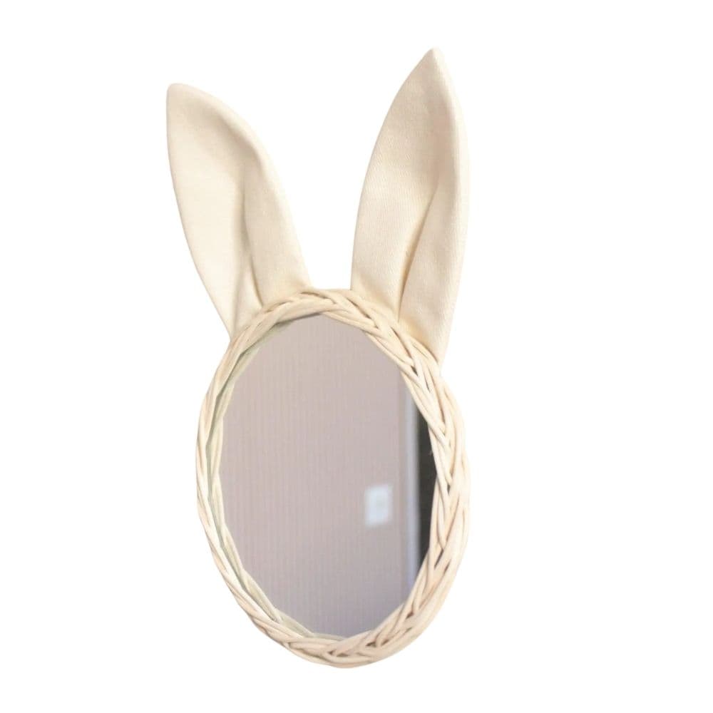 Fabric Rabbit Ear Rattan Kids Room Mirror, rattan kids furniture, wholesale, bulk, Vietnam, manufacture
