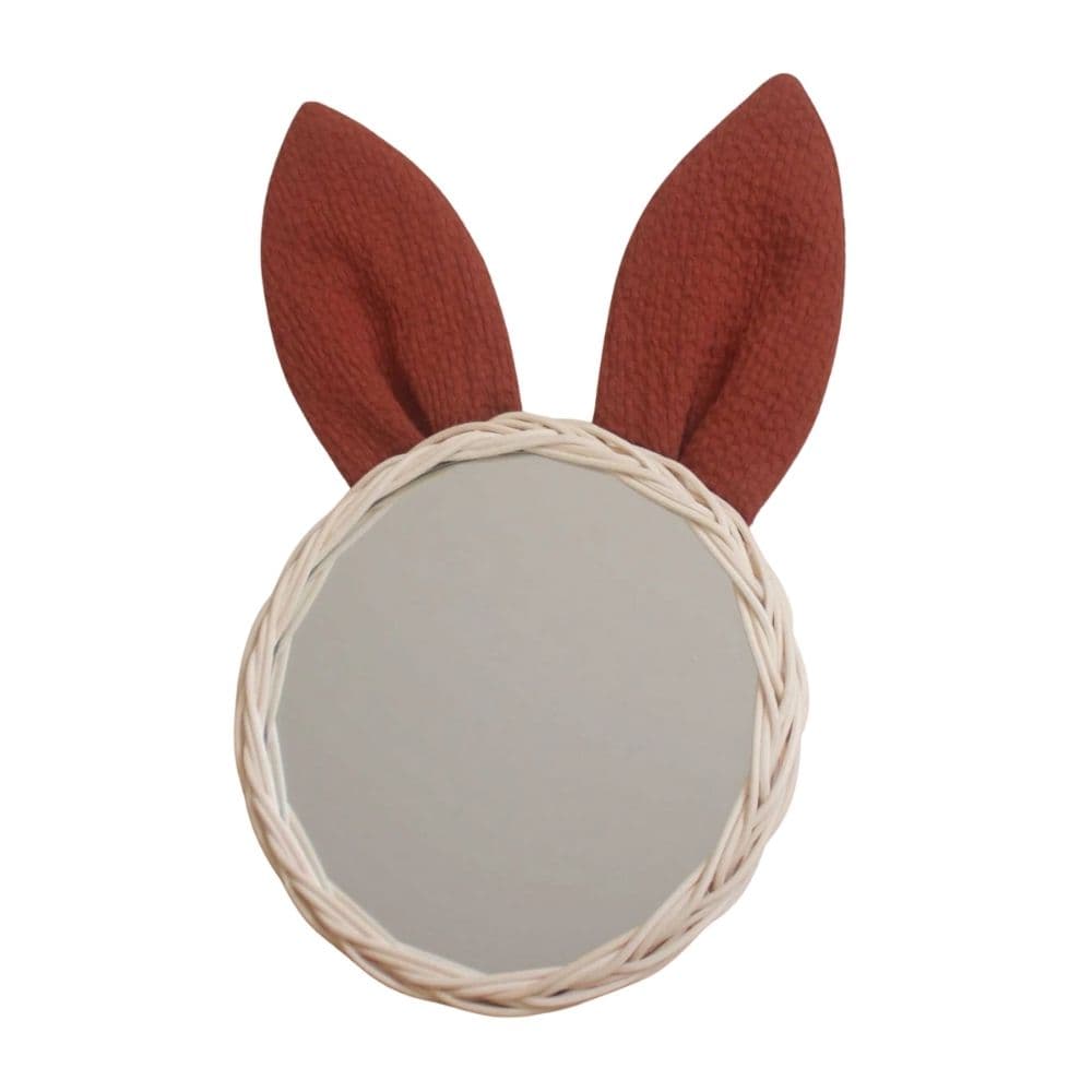 Fabric Rabbit Ear Rattan Kids Room Mirror, rattan kids furniture, wholesale, bulk, Vietnam, manufacture