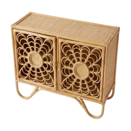 Flower Design Rattan Kids Cabinet, kids furniture, rattan kids cabinet, rattan kids trunk storage, rattan kids storage bench, rattan kids toy chest, wholesale, bulk, Vietnam, manufacture