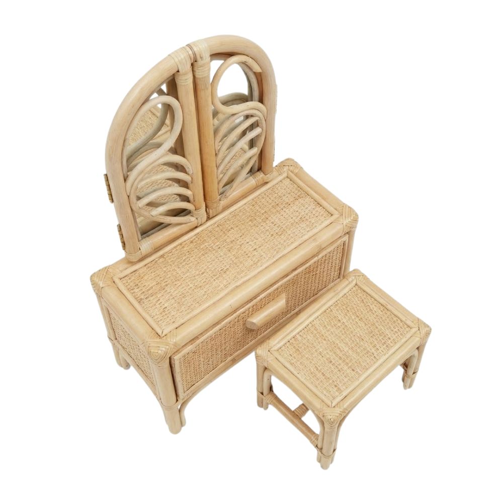 Rattan 8 Year Old Makeup Table, rattan kids dressing table, rattan kids makeup table, rattan kids furniture, rattan kids chair, rattan kids table, rattan kids table and chairs set, rattan toddler chair, rattan toddler table and chairs, wholesale, bulk, Vietnam, factory