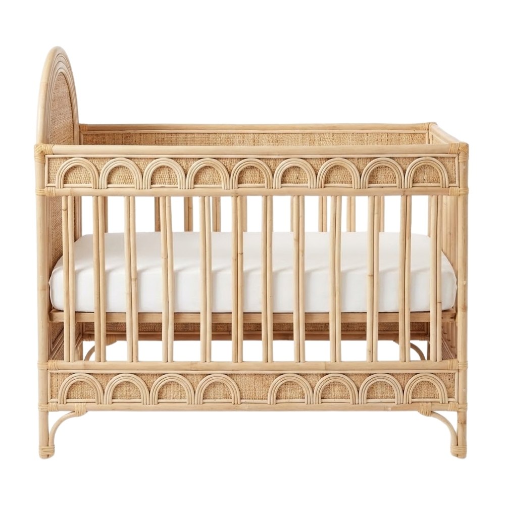 Rattan Baby Cot and Mattress, rattan kid's bed, rattan baby cot, rattan kids toys, rattan kids furniture, wholesale, bulk