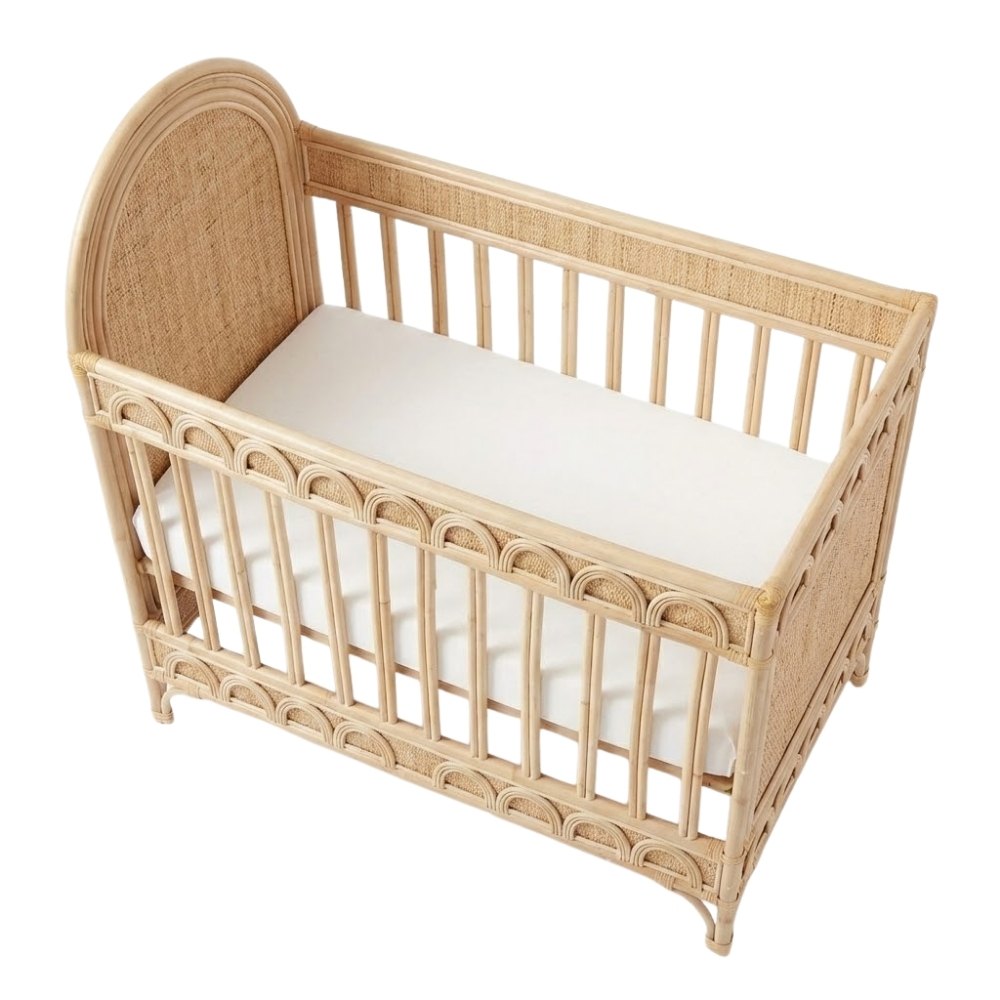 Rattan Baby Cot and Mattress, rattan kid's bed, rattan baby cot, rattan kids toys, rattan kids furniture, wholesale, bulk