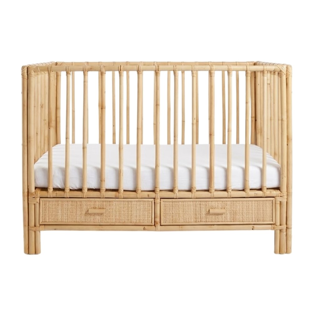 Rattan Baby Cot with Drawers, rattan kid's bed, rattan baby cot, rattan kids toys, rattan kids furniture, wholesale, bulk