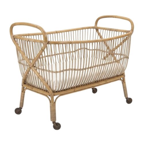 Rattan Baby Cot with Wheels, rattan kid's bed, rattan baby cot, rattan kids toys, rattan kids furniture, wholesale, bulk