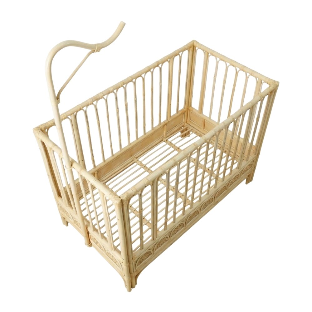 Rattan Bedside Baby Cot, rattan kid's bed, rattan baby cot, rattan kids toys, rattan kids furniture, wholesale, bulk