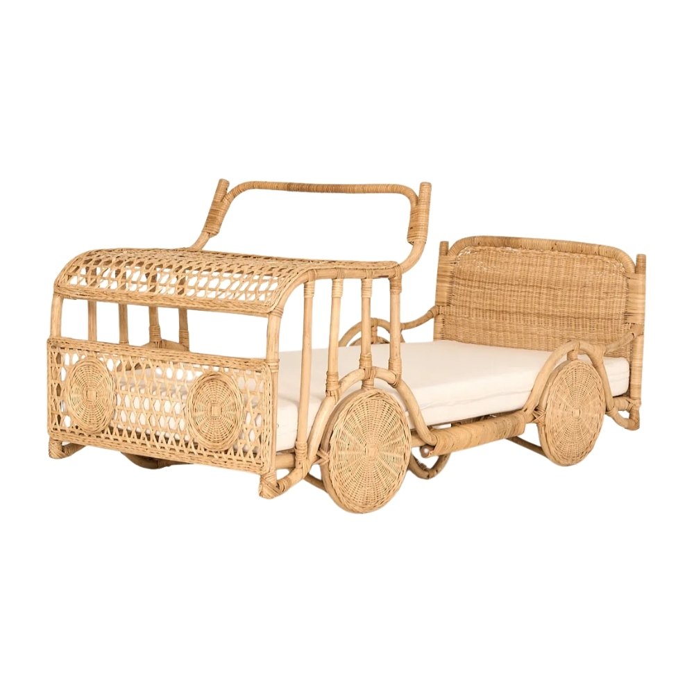 Rattan Car Design Kids Bed, rattan kid's bed, rattan baby cot, rattan kids toys, rattan kids furniture, wholesale, bulk