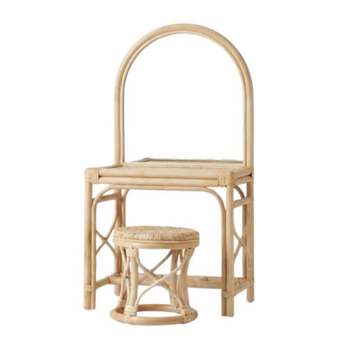 Rattan Little Kid Makeup Table, rattan kids dressing table, rattan kids makeup table, rattan kids furniture, rattan kids chair, rattan kids table, rattan kids table and chairs set, rattan toddler chair, rattan toddler table and chairs, wholesale, bulk, Vietnam, factory