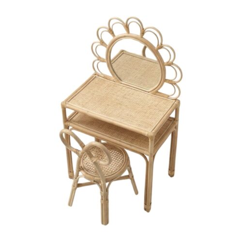 Rattan Makeup Vanity Toddler, rattan kids dressing table, rattan kids makeup table, rattan kids furniture, rattan kids chair, rattan kids table, rattan kids table and chairs set, rattan toddler chair, rattan toddler table and chairs, wholesale, bulk, Vietnam, factory