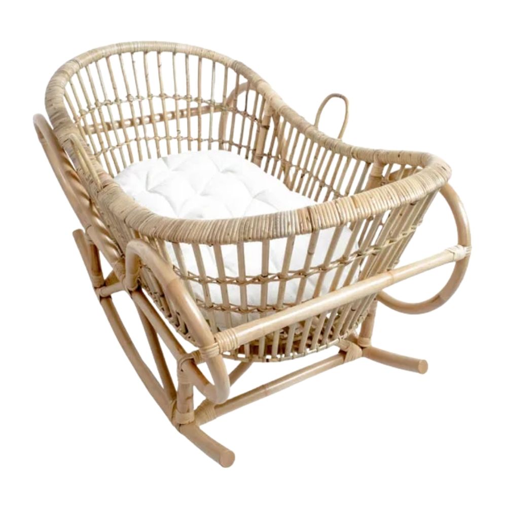 Rattan Rocking Bassinet, rattan baby bassinet, rattan baby cradle, rattan baby cot, rattan kids toys, rattan kids furniture, wholesale, bulk