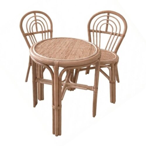 Rattan Small Table and Chair for Toddler to Eat, rattan kids furniture, rattan kids chair, rattan kids table, rattan kids table and chairs set, rattan toddler chair, rattan toddler table and chairs, wholesale, bulk, Vietnam, factory