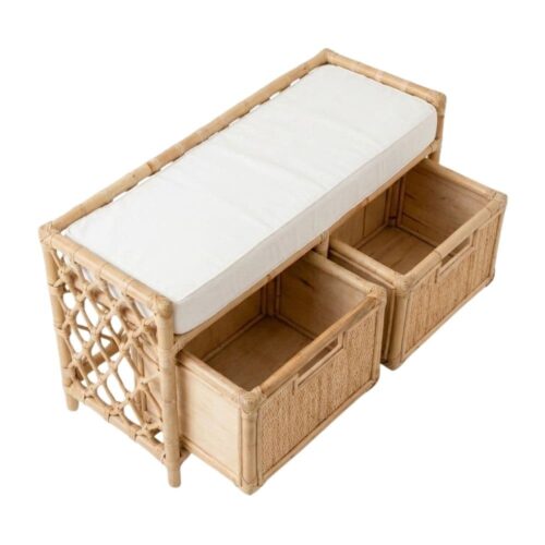 Rattan Storage Trunk with Drawer Kids Room, kids furniture, rattan kids cabinet, rattan kids trunk storage, rattan kids storage bench, rattan kids toy chest, wholesale, bulk, Vietnam, manufacture