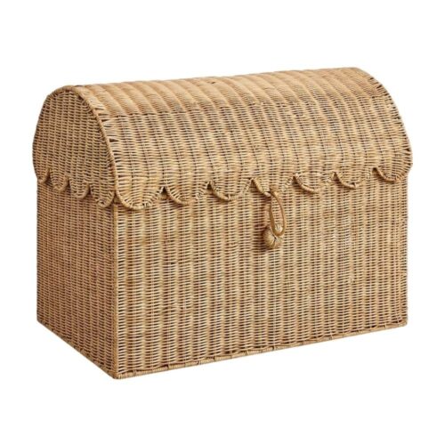 Scalloped Rattan Toy Chest, kids furniture, rattan kids cabinet, rattan kids trunk storage, rattan kids storage bench, rattan kids toy chest, wholesale, bulk, Vietnam, manufacture