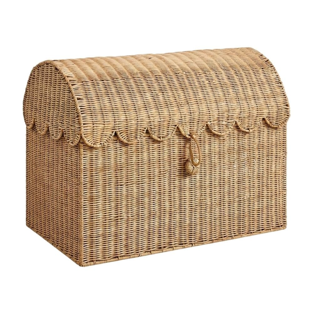 Scalloped Rattan Toy Chest, kids furniture, rattan kids cabinet, rattan kids trunk storage, rattan kids storage bench, rattan kids toy chest, wholesale, bulk, Vietnam, manufacture