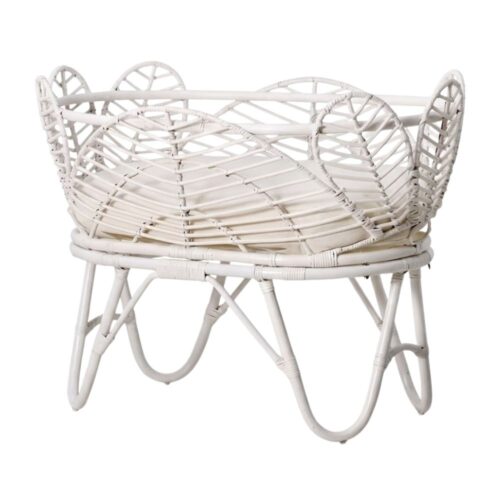 White Rattan Baby Bassinet, rattan baby bassinet, rattan baby cradle, rattan baby cot, rattan kids toys, rattan kids furniture, wholesale, bulk