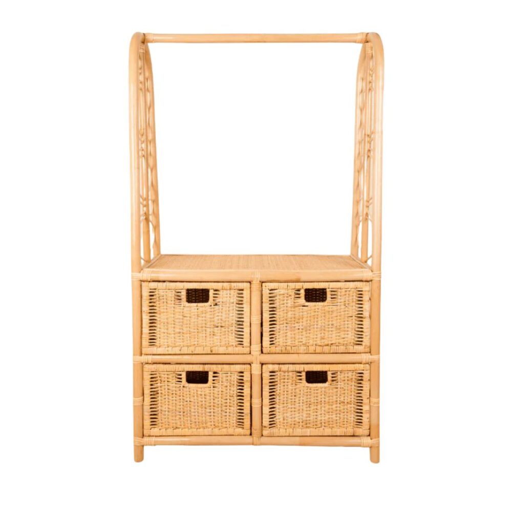 4 Storage Compartments Rattan Kids Rack, rattan kids toys, rattan kids furniture, wholesale, bulk