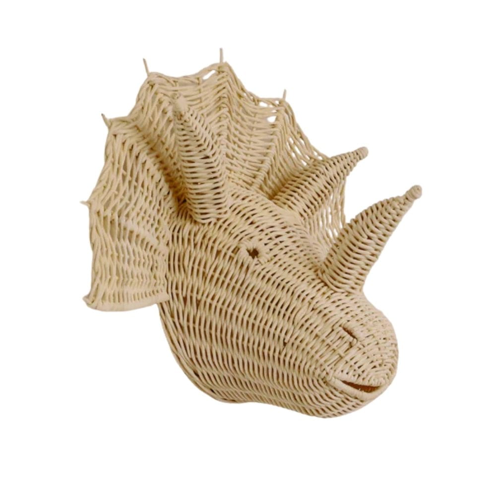 Dino Head Rattan Wall Decor, rattan kids toys, rattan kids furniture, wholesale, bulk
