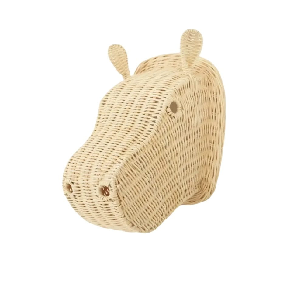 Rattan Hippo Head Wall Decor, rattan kids toys, rattan kids furniture, wholesale, bulk