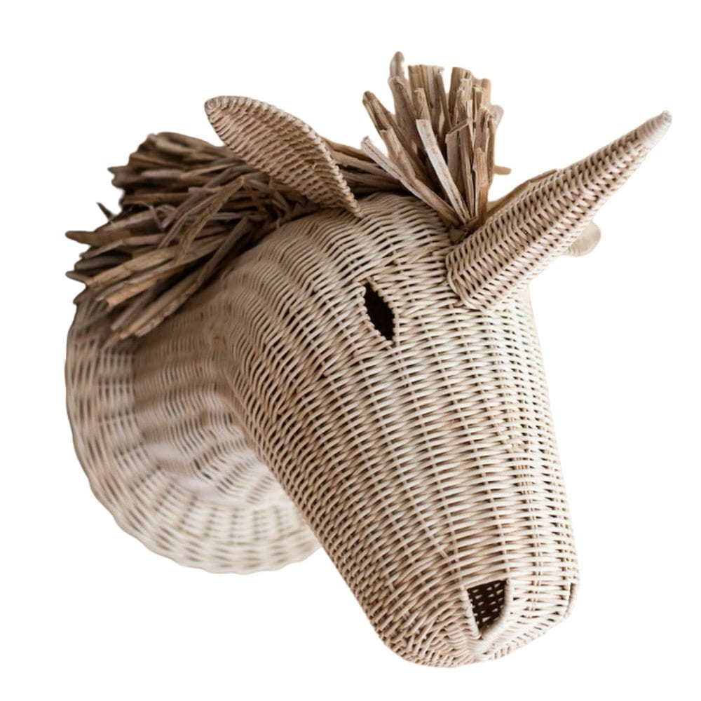 Rattan Horse Head Wall Hanging Decor, rattan kids toys, rattan kids furniture, wholesale, bulk