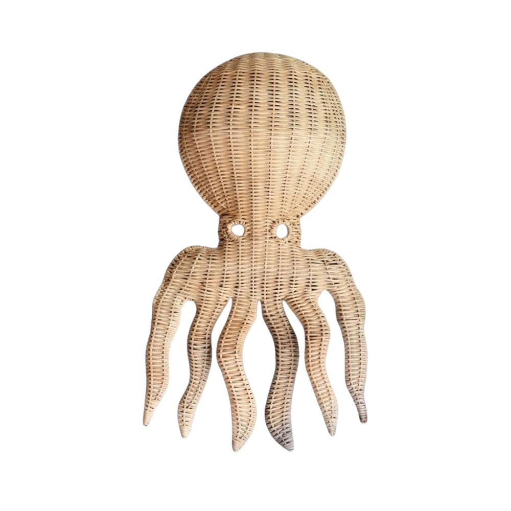Woven Wicker Octopus Wall Decor, rattan kids furniture, wholesale, bulk