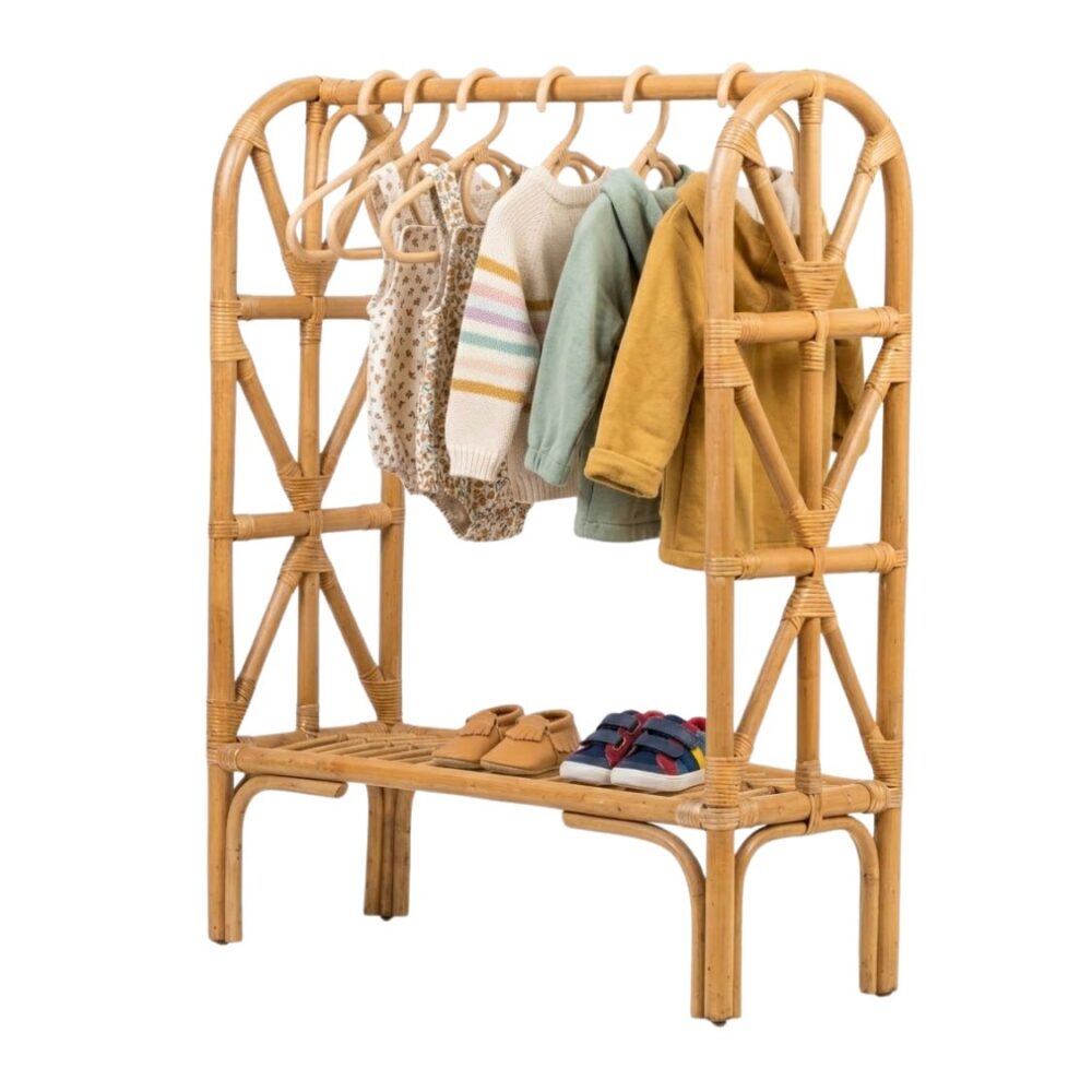 Boho Rattan Kids Clothes Rack, rattan kids toys, rattan kids furniture, wholesale, bulk