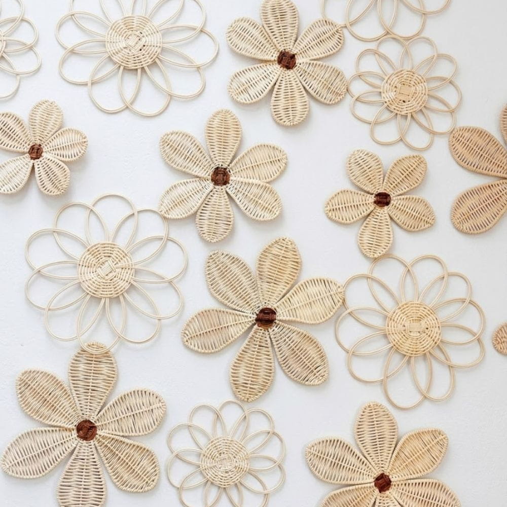 Flower Rattan Wall Art for Nursery, rattan kids furniture, wholesale, bulk