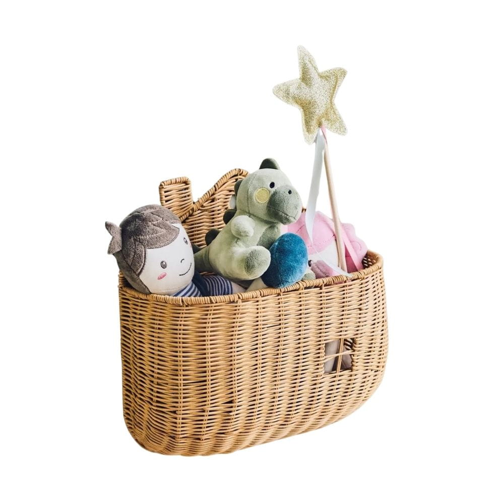 House Wicker Wall Basket, rattan kids basket, rattan kids toys, rattan kids furniture, wholesale, bulk