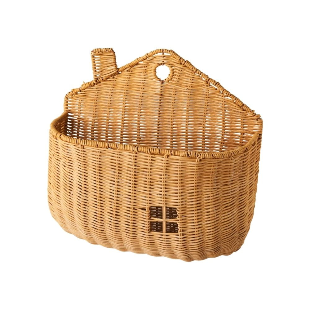 House Wicker Wall Basket, rattan kids basket, rattan kids toys, rattan kids furniture, wholesale, bulk
