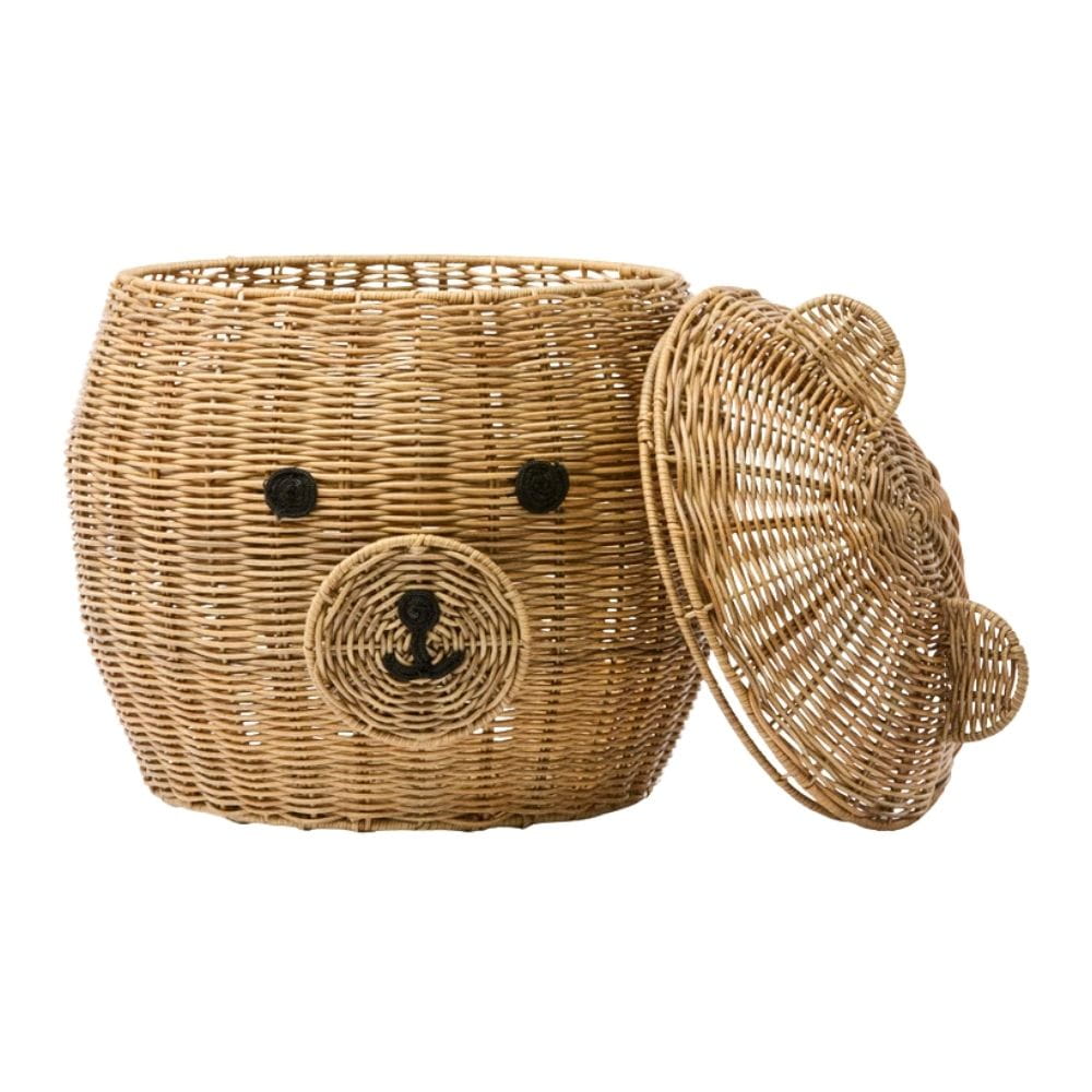 Large Bear Rattan Storage Basket for Kids, rattan kids basket, rattan kids toys, rattan kids furniture, wholesale, bulk