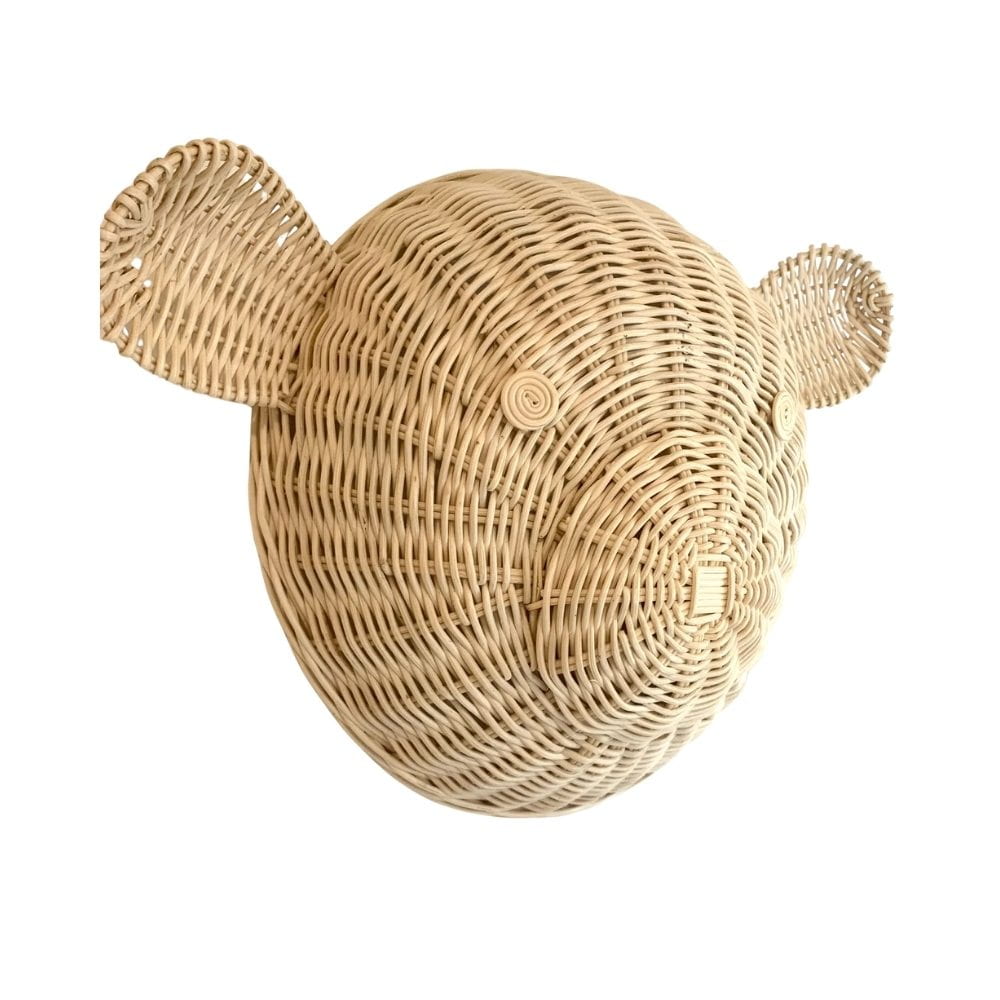Rattan Bear Head Wall Decor, rattan kids toys, rattan kids furniture, wholesale, bulk