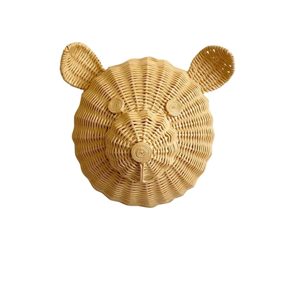 Rattan Bear Head Wall Decor, rattan kids toys, rattan kids furniture, wholesale, bulk