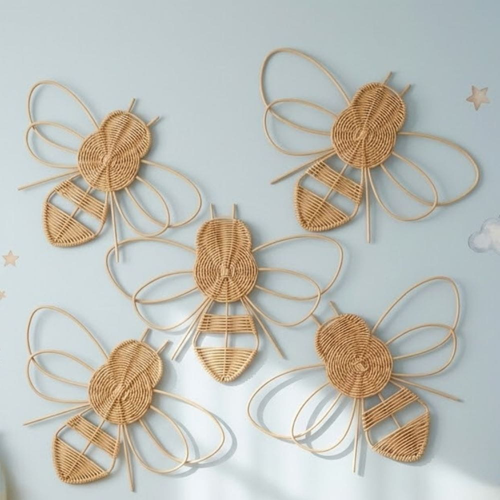 Rattan Bee for Baby Room Wall Decor, rattan kids furniture, wholesale, bulk