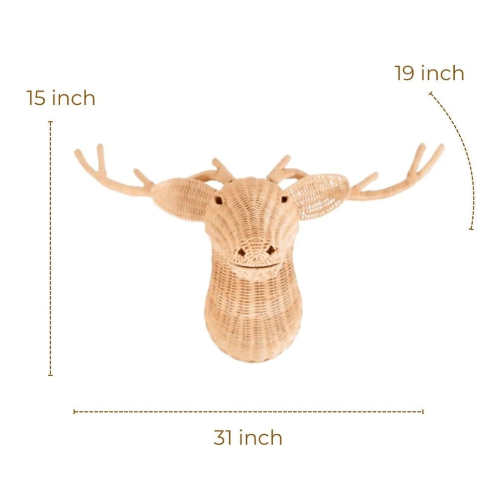 Rattan Deer Head Wall Mount, rattan kids toys, rattan kids furniture, wholesale, bulk