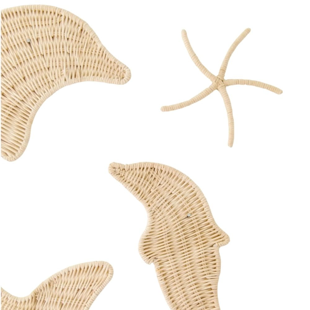 Rattan Dolphin Sea Animal Wall Decor, rattan kids toys, rattan kids furniture, wholesale, bulk