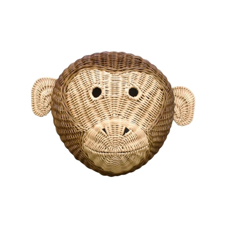 Rattan Hanging Monkey Head Wall Mounted, rattan kids toys, rattan kids furniture, wholesale, bulk