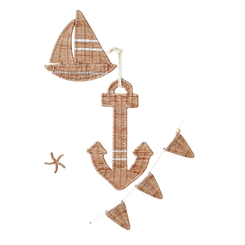Rattan Maritime Theme Set Wall Decor, rattan kids furniture, wholesale, bulk
