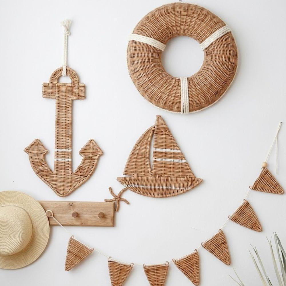 Rattan Maritime Theme Set Wall Decor, rattan kids furniture, wholesale, bulk