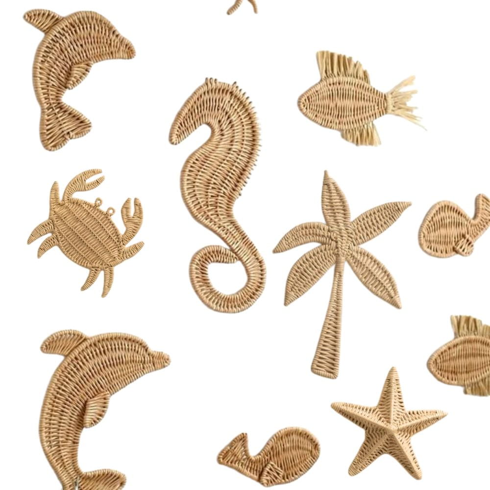 Rattan Sea Animals Wall Decor for Kids, rattan kids furniture, wholesale, bulk