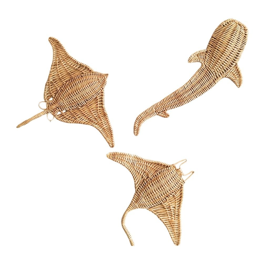 Rattan Sea Animals Wall Mounted Decor, rattan kids toys, rattan kids furniture, wholesale, bulk