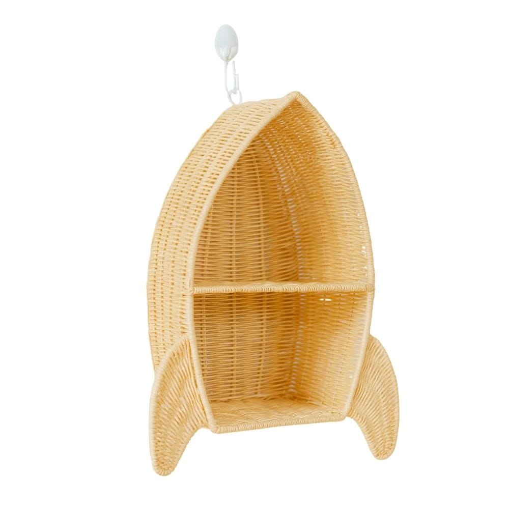 Rattan Rocket Ship Wall Shelf, rattan kids furniture, wholesale, bulk