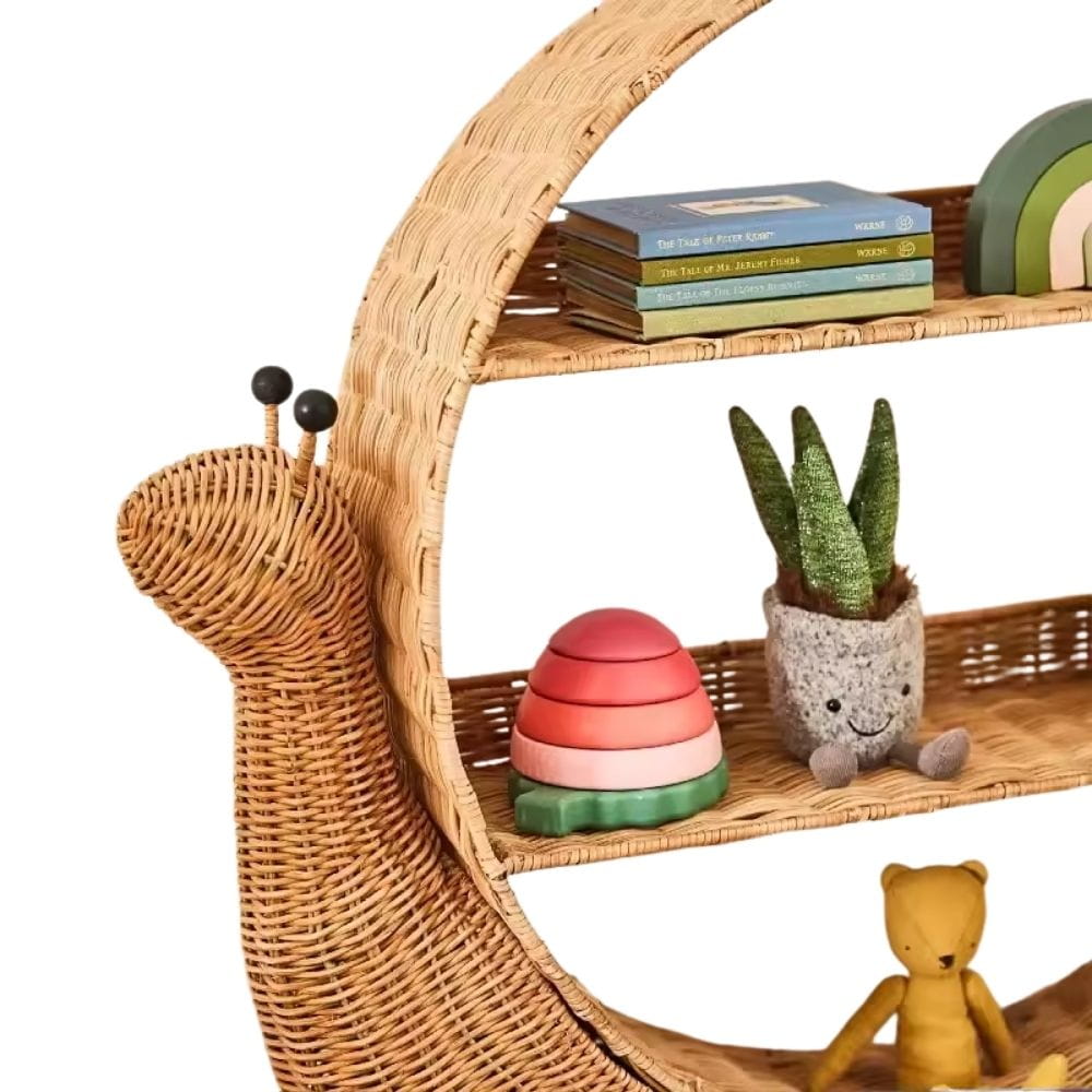 Snail Rattan Wall Shelf Kids Room, rattan kids furniture, wholesale, bulk