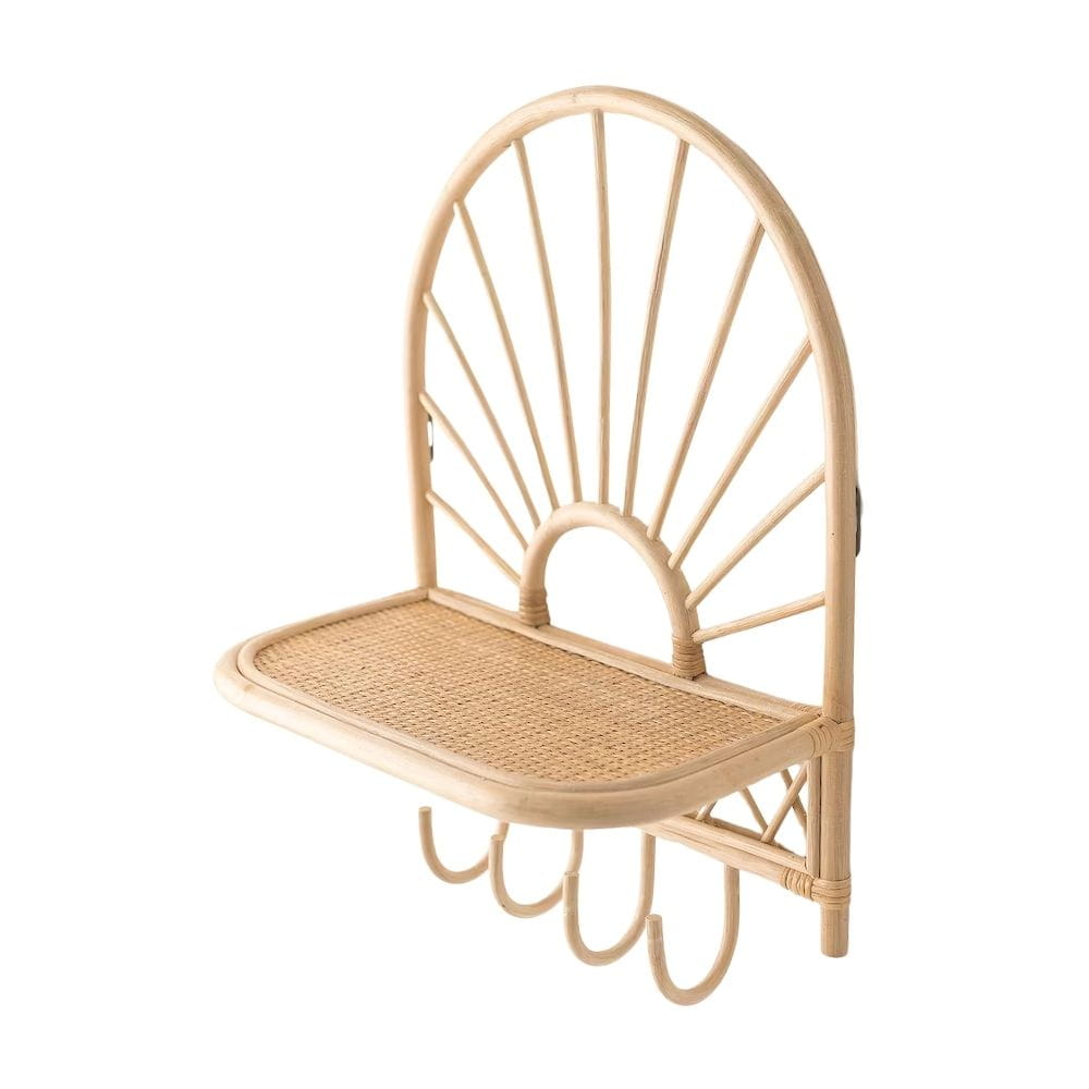Sun Rattan Wall Shell with Hooks, rattan kids furniture, wholesale, bulk