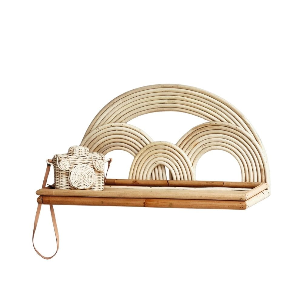 Rainbow Rattan Wall Shelf Kid's Room, rattan kids furniture, wholesale, bulk