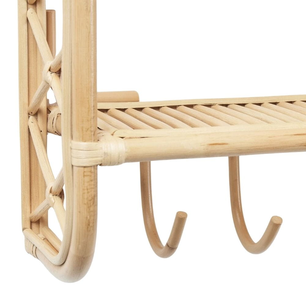Rattan Wall Mounted Book Shelf with Hooks, rattan kids furniture, wholesale, bulk