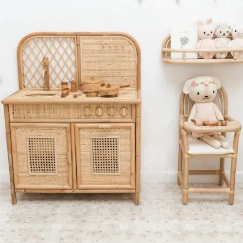 rattan kitchenette for kids, kids toys, kids furniture, wholesale, bulk