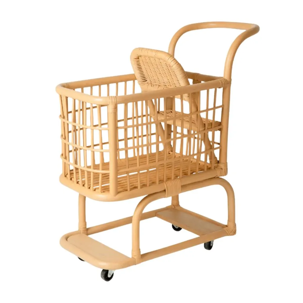 Rattan Shopping Cart, rattan kids toys, rattan kids furniture, wholesale, bulk, childrens